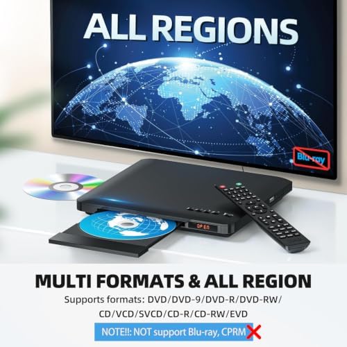 Ultra Slim DVD Player, Thin HDMI AV DVD Players for TV, 1.77 Inch Design
