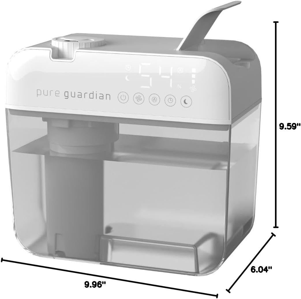 PureGuardian Ultrasonic Cool Mist Humidifier with Aromatherapy Tray, 70-Hour Run Time, 1-Gallon Tank Capacity, 320 Sq. Ft. Coverage for Small Rooms