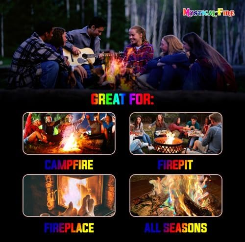 Mystical Fire Color Changing Packets – Colorful Fire Changer Packets 25pk | 25-pack color changing fire packets creates colorful flames in fire pits and camp fire. Easy to use, long-lasting effect