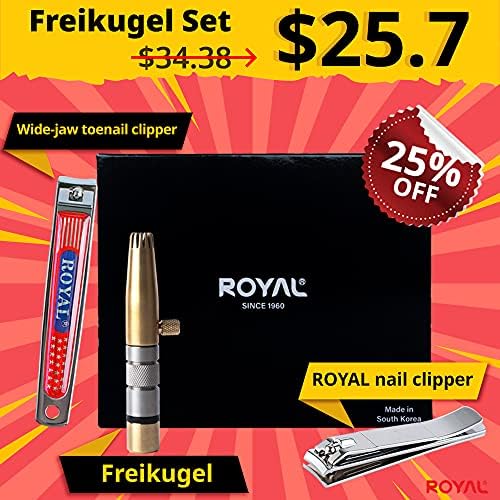 ROYAL [Made in Korea] Premium Manual Nose Hair Trimmer for Men Silver Bullet, Battery-Free, Stainless Steel Rotary Blade Grooming Tool, Waterproof