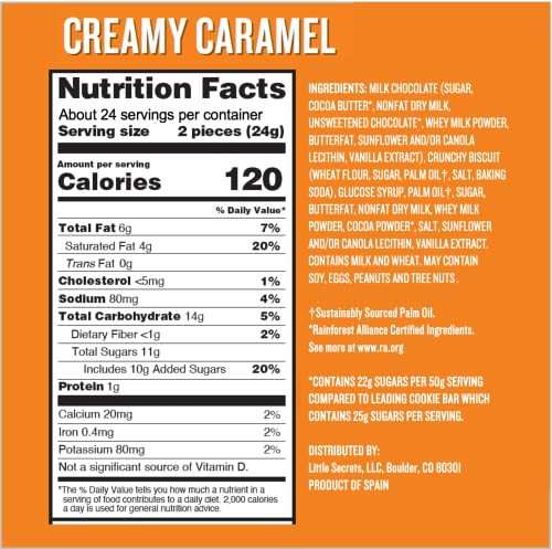 Little Secrets Milk Chocolate Caramel Cookie Bars | 12 Twin Packs | Made in Europe | Nothing Artificial & No Sugar Alcohols | Sustainable Cocoa