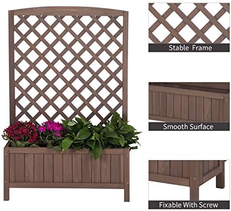 Aivituvin Planter with Trellis Raised Garden Bed Large Garden Box Outdoor for Flower Standing Vertical Lattice Panels for Vine