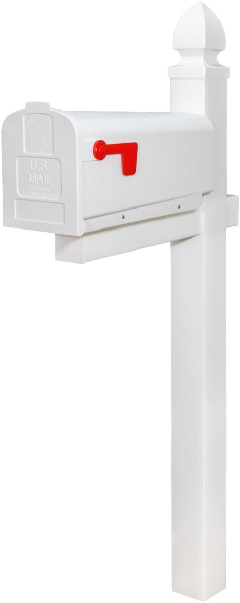 Gibraltar Mailboxes Parsons Medium Capacity Rust-Proof Plastic White, Post-Mount Mailbox, PL10W0201
