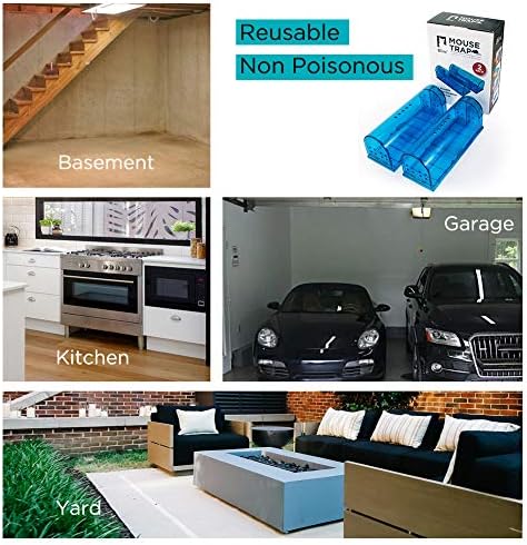 Humane Mouse Trap Reusable! [2-Pack] - Catch and Release No-Kill Rodent Traps for Indoors & Outdoors - Safe for Children & Pets - Reusable Mouse Catcher for Kitchen, Pantry & Garage Blinc (Blue)