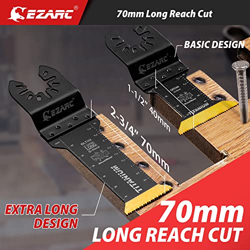 EZARC Titanium Oscillating Tool Blades, Oscillating Multitool Blades for Metal, Wood Nails, Screws Cutting, Plastic, 3 Pack