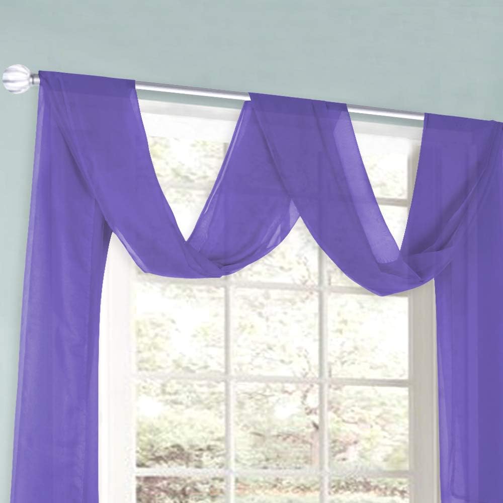 HUTO Light Pink Sheer Window Scarf Valances for Girls Room Sheer Soft Voile Curtain Scarves for Wedding Party 216 Extra Long