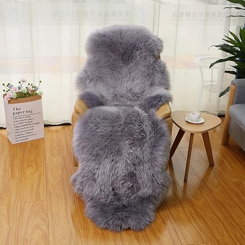 Real Sheepskin Rug Fluffy Sheepskin Throw Genuine Sheepskin Rug Sheepskin Seat Covers for Chairs Recliner Sofa (2.3x6.5ft) (Color : Ivory)