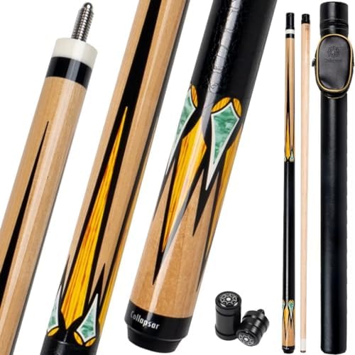 Collapsar CA Pool Stick with 1X1 Hard Case 58" Billiard Cue Stick | Canadian Maple Shaft with 13mm Cue Tip,19-21 oz Professional Pool Cue Set