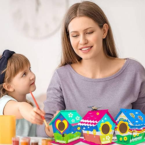 hapray 4 Pack Bird House Craft Kit, DIY Birdhouse for Kids to Build & Paint