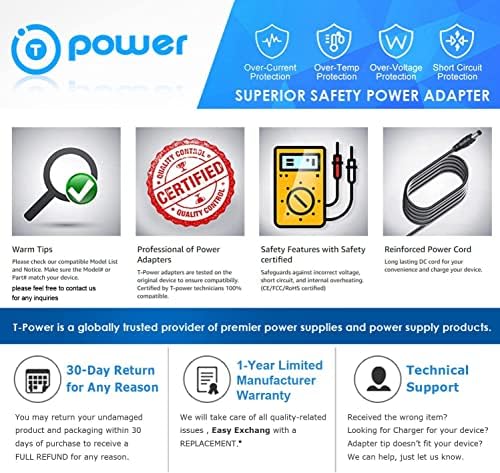 T-Power 12V Charger for Arcade1up Game Machine Arcade 1up All Riser Cocktail Table RYJ0136 Series BIton BI36-120300-U2 3A Power Supply Cord Charger