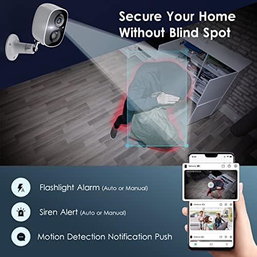 Geekee Security Cameras Wireless Outdoor 2-Way Talk Battery Powered Wi-Fi Cameras for Outside and Indoor 2K Night Vision AI Motion Detection Siren