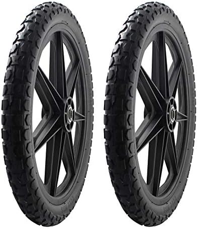 Marathon 92010-2PK Flat-Free 20" Tire and Wheel Assembly, Centered Hub, Ball Bearings, Heavy-Duty Plastic Spoked Wheel, Replacement for Rubbermaid Big Wheel and other Carts, Easy Install, 2 Pack