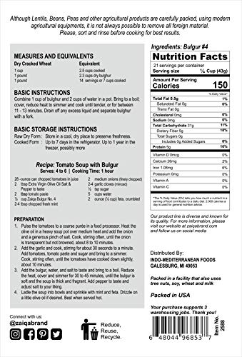 Zaiqa Bulgur Wheat #3 Coarse Grain - 2LB | 100% Whole Durum, Non-GMO & Vegan | Quick-Cooking Ancient Grain for Pilaf, Hearty Sides, Stuffing & Soups