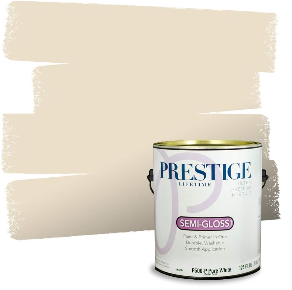 PRESTIGE Paints Exterior Paint and Primer In One, 1-Gallon, Satin, Comparable Match of Sherwin Williams* Relaxed Khaki*