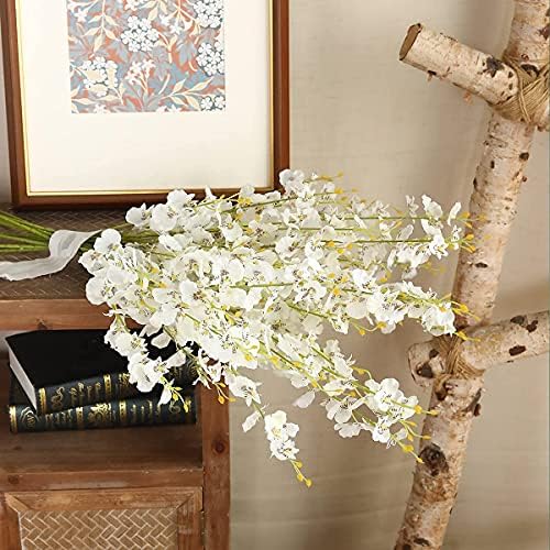 Kisflower 12Pcs Yellow Artificial Orchids Flowers, Dried Silk Orchids