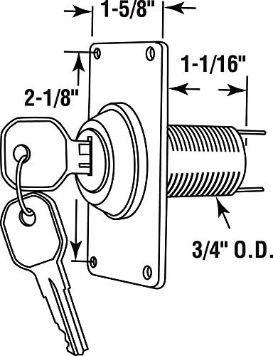 Prime-Line GD 52142 Electric Key Switch, 3/4 In. Outside Diameter, Hardwired (Single Pack)