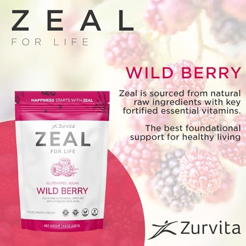 Zurvita - Zeal for Life Wild Berry Wellness Drink Mix - 420 g | Contains Vitamins, Minerals, Antioxidants, Plant Nutrients, Digestive Enzymes, And Phytonutrients For Daily Nutrition