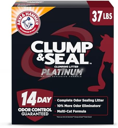 ARM & HAMMER Slide Platinum Easy Clean-Up Clumping Cat Litter, 37 Lbs | 24/7 Odor Control, Triple-Action Freshness, Non-Stick, Low Tracking, Multi-Cat Formula, Scented