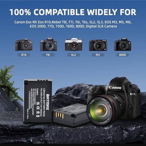Batmax 2Packs LP-E17 Battery + LED Charger for Canon EOS Rebel SL2 SL3 T6i T6s T7i, EOS M5 M3 M6, M6 mark2