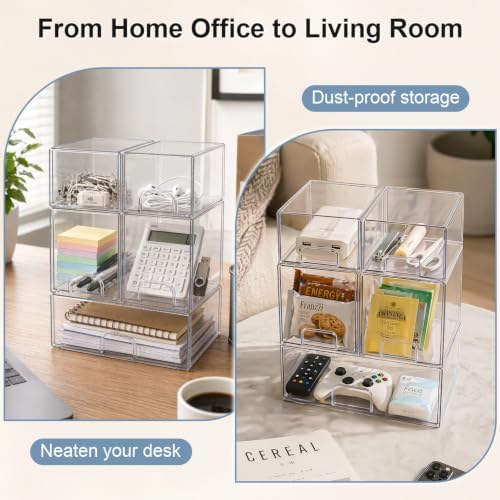 QRRICA Baby Bottle Organizer for Countertop, 5-Piece Stackable Clear Acrylic Storage with Non-Slip Pads & Handles – Large Capacity for Kitchen