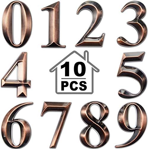 Jetec 10 Pieces 3D Mailbox Numbers 0-9 Self Adhesive 2 Inch Address Numbers Stickers Door House Style Street Mailbox Sign for Apartment Home and