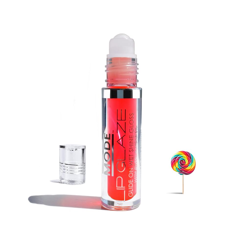 MODE Lip Glaze Cotton Candy Flavored Lip Gloss, Hydrating Sheer Wet Shine, Skincare Fruit Oils