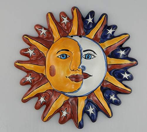 COLOR Y TRADICIÓN Mexican Talavera Ceramic Sun Face Wall Decor Hanging Pottery Folk Art # 19