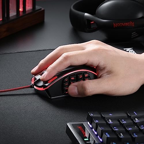 Redragon M908 Wired MMO RGB Gaming Mouse 12400 DPI Remapping Keys | Stable Lag-Free Connection, Redefine Keybinding Macro, Vibing Backlight, Ergonomic Grip Body Comfort