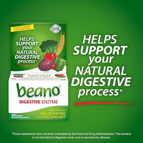 Beano Digestive Enzyme, Helps Prevent Gas & Bloating, 100 Tablets