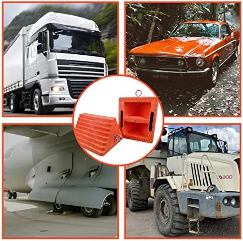 ROBLOCK 2 Pack Wheel Chocks Heavy Duty Orange with Eyebolt for Travel Trailer, 10" Length x 8" Width x 5.7" Height