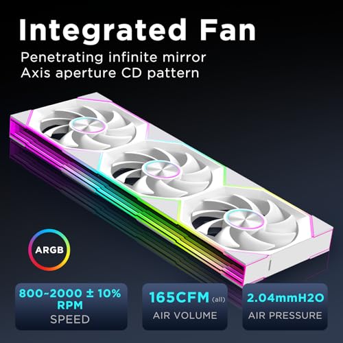 Chill Arc 360mm AIO CPU Cooler, 6.67" 2K AMOLED Screen-Wh | White 320W TDP Water Liquid Cooling | ARGB Fans | Intel LGA1851/1700/115X & AMD AM5/AM4 Compatible| Low noise