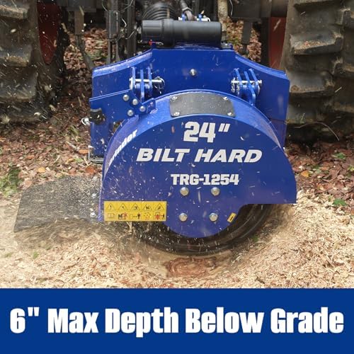 BILT HARD 3 Point PTO Stump Grinder for Tractors, 15-45HP, 6'' Cutting Depth with 34 Carbide Teeth and 24'' Flywheel Diameter for Tree Stump Removal