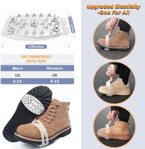 25-Spike Traction Cleats with Enhanced Grip | Anti-Slip Ice Cleats for Snow and Ice | Discreet Design | Easy On-Off Crampons