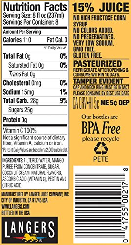Langers Juice Pineapple Cocktail Juice, 15.2 Fl Oz (Pack of 12)
