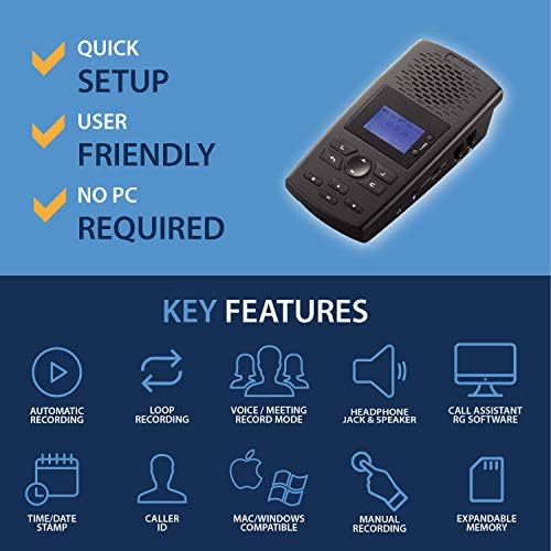 TR600 Landline Phone Call Recorder for Analog/IP/Digital Lines, Automatic Telephone Recording Device - 16GB