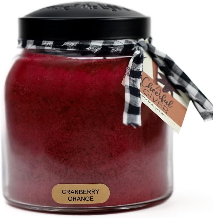 A Cheerful Giver - Juicy Apple - 34oz Papa Scented Candle Jar with Lid - Keepers of the Light - 155 Hours of Burn Time, Gift for Women, Red | Long Lasting Aromatherapy Candle with up to 155 Hours of Burn Time - Gift Ready (34oz)