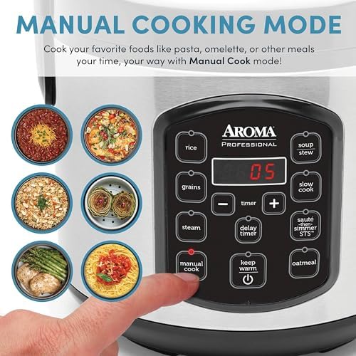 Aroma Housewares 8-Cup (Cooked) (4-Cup UNCOOKED) Digital Rice Cooker and Food Steamer (ARC-914D),White