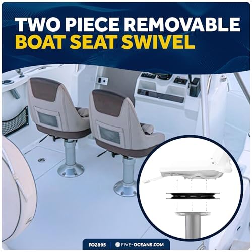 Five Oceans 8-Inch Boat Seat Pedestal, Boat Seat Pedestals with Seat Mount 360-Degree Swivel, Steel with Black Powder Coat Finish, 6-7/8-Inch (174mm) Base - Universal Mounting - FO2896
