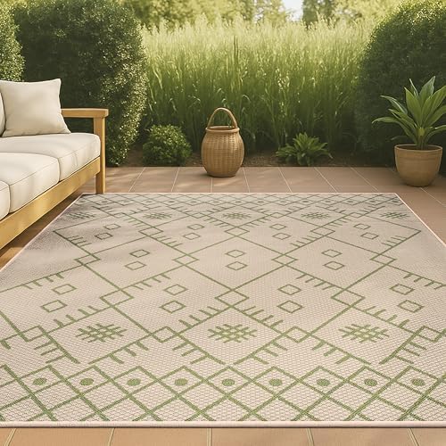 JONATHAN Y Boho Moroccan Indoor Outdoor Area Rug 3X5 Ivory/Navy, Casual for Backyard, Patio, Porch, Easy-Cleaning, High Traffic, Pet-Friendly