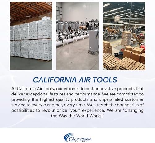 California Air Tools 20040CAD Powerful 4.0 HP Ultra Quiet and Oil-Free Air Compressor, 20 Gallon Tank, 75 dB Noise Level, White, 220v 60hz, with Automatic Drain Valve