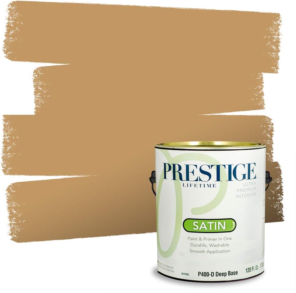 PRESTIGE Paints Exterior Paint and Primer In One, 1-Gallon, Satin, Comparable Match of Sherwin Williams* Relaxed Khaki*