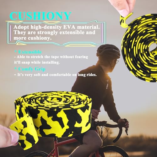 KINGOU White & Blue Camouflage EVA Road Bike Handlebar Tape Cycling Bar Tapes - 2PCS Per Set