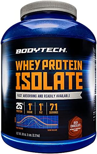 BodyTech Whey Protein Isolate Powder, French Vanilla, 1.5 LB, 23 Servings | 25G Protein per Serving, High Concentrated Protein Powder With Amino Acids & BCAAs for Men and Women, Gluten Free