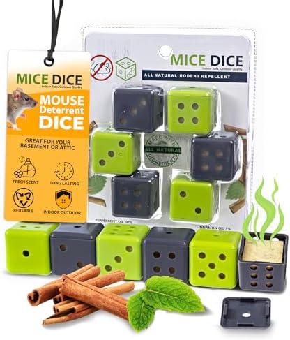 Peppermint Oil for Mice - Mice Dice Mouse Solution for Home and Outdoor - 6 Pack