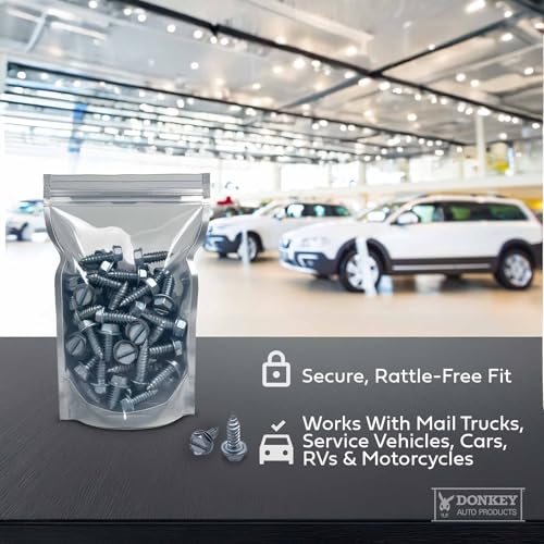 License Plate Screws - #14 x 3/4" Inch - Slotted Hex Head – for Vehicles (100 Pack)