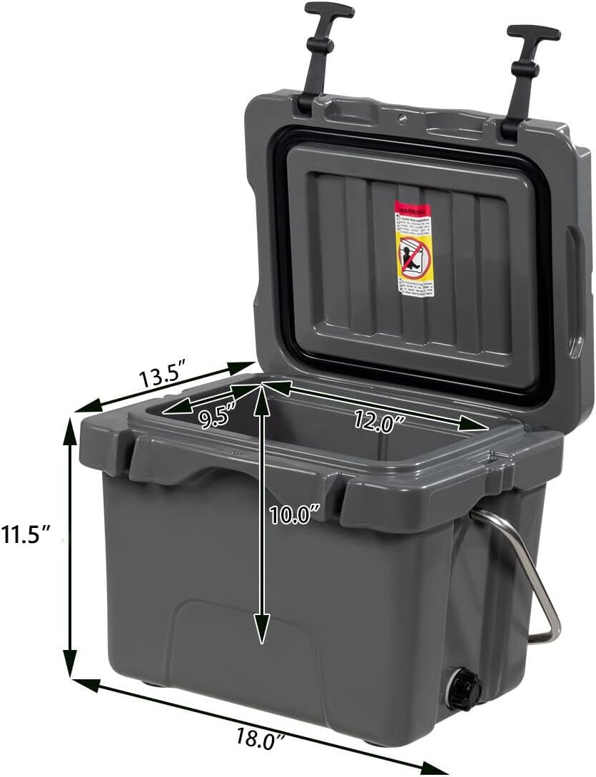 Goplus 16 Quart Cooler, 24-Can Capacity Ice Chest with 2 Cup Holders, 3-5 Days Ice Retention, Portable Insulated Ice Box for Camping