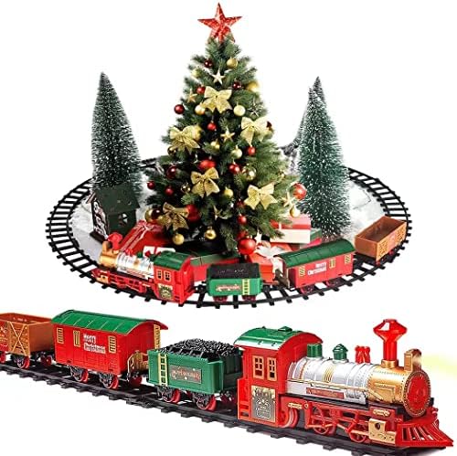 Classic Christmas Train Set with Lights and Sounds Railway Tracks Sets Battery Operated Train Toy Models with 11.5 Ft Tracks Playset for Under The