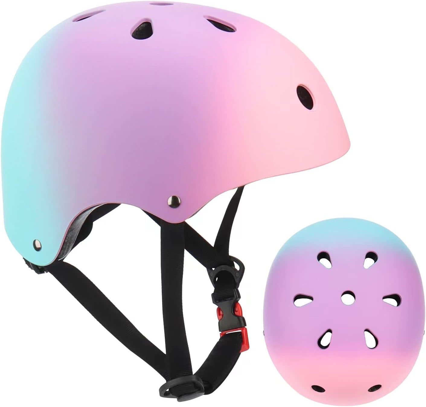 Color Gradient Adjustable Kids Bike Helmet Toddler Helmets for 3-5-8-14 Years Kids Girls Boys Youth Bicycle Helmet for Scooter Balance Bike Roller