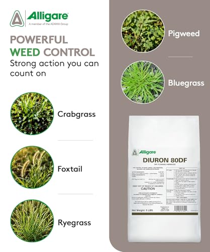 Alligare Diuron 80 DF Herbicide - Pre- & Post-Emergent Weed Killer for Industrial & Non-Crop Areas - Controls Crabgrass, Ryegrass & Broadleaf Weeds - Dry Granules for Ground Application - 5 lb