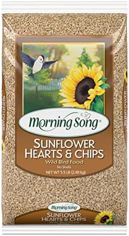 Morning Song Sunflower Hearts & Chips Wild Bird Food, No Mess Sunflower Seeds for Birds, 5.5-Pound Bag | No Mess Sunflower Seeds for Birds